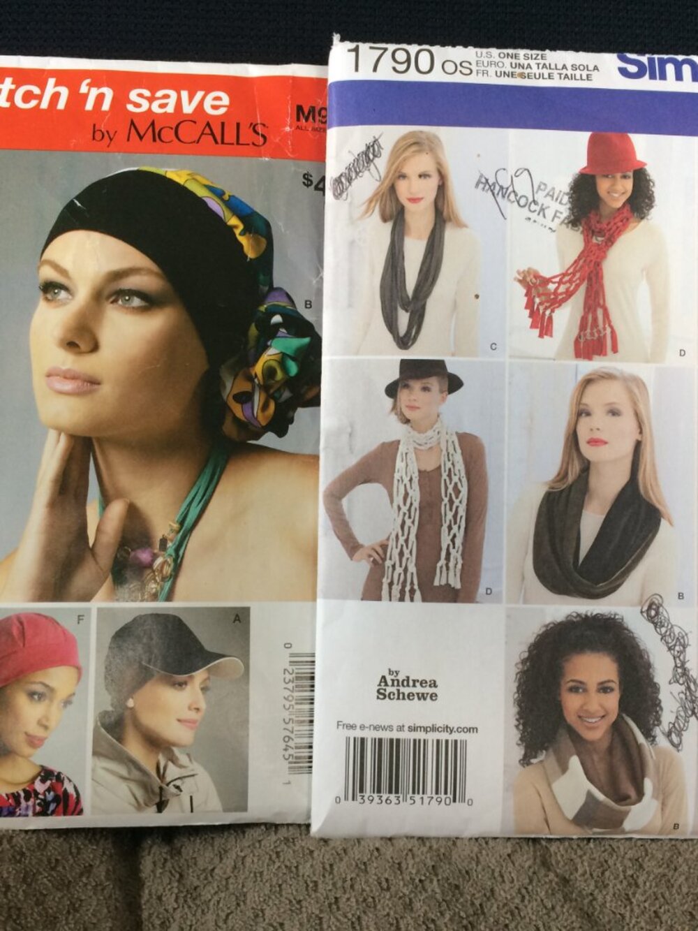 Sewing  Scarf Patterns McCalls & Simplicity
